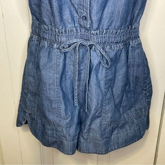 Express Denim Lightweight Short Sleeve Shorts Romper Pockets Blue Size XS - Picture 4 of 13